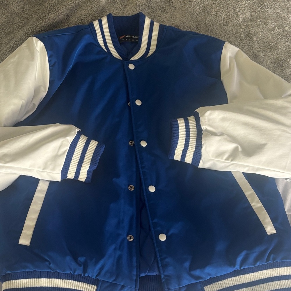 Blue and White Bomber Jacket